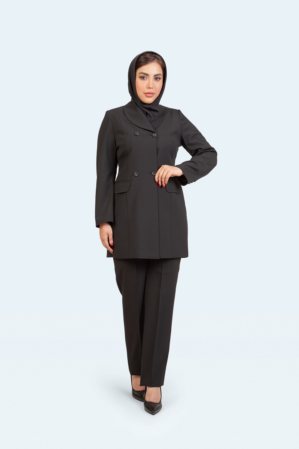 کت شلوار اداری بزیاق دو دکمه یقه آرشال