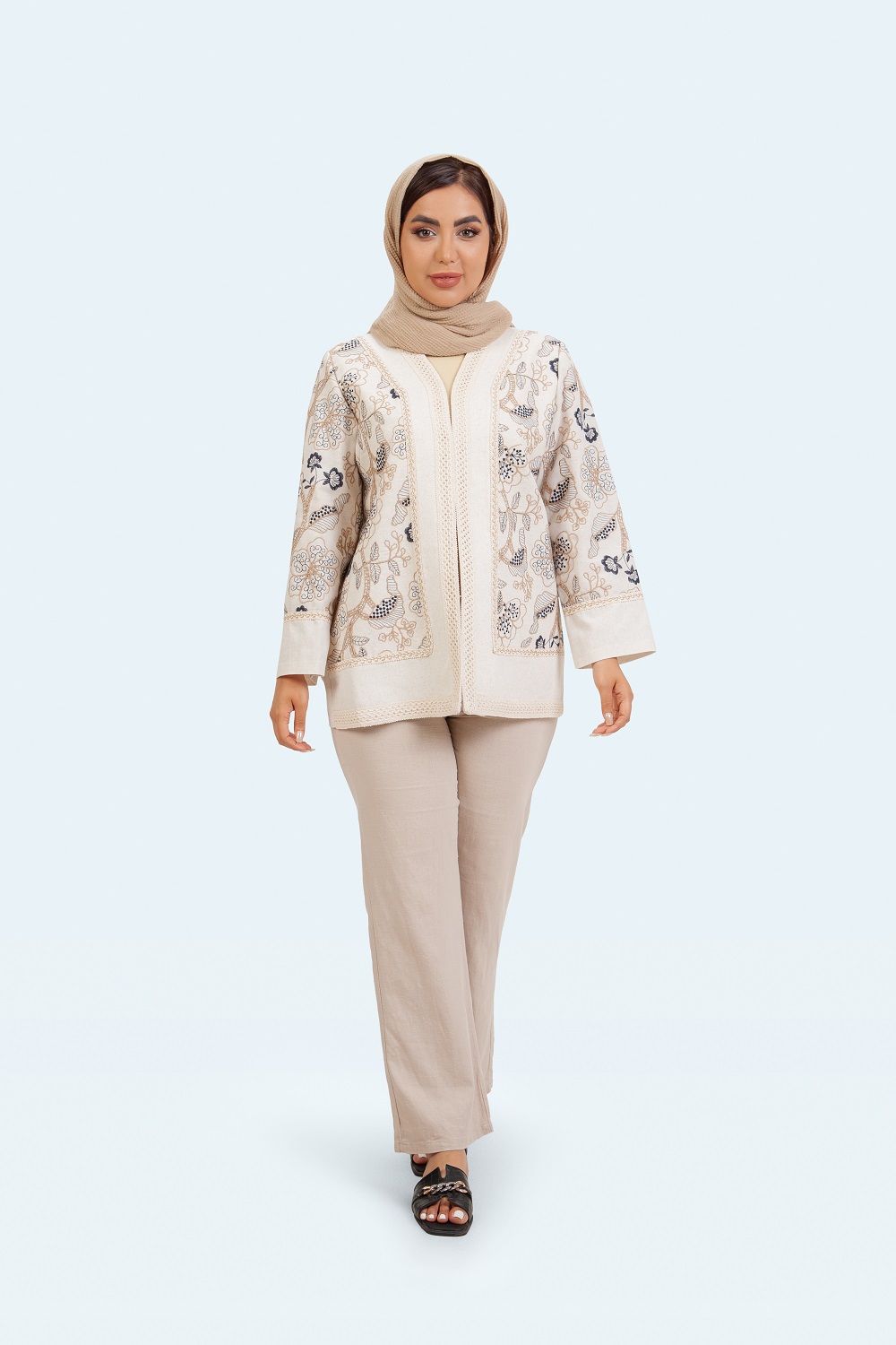 لنین نچرال یقه هفت نوار دوزی