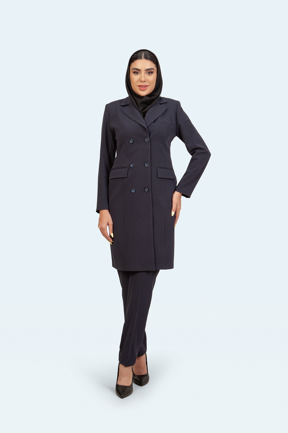 کت شلوار اداری دیپلمات یقه انگلسی ۶ دکمه