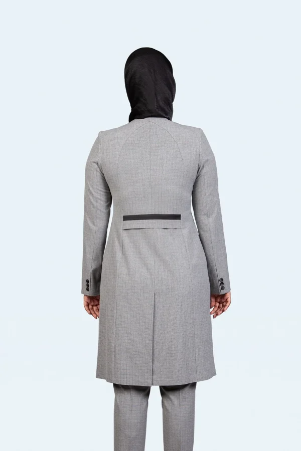 کت شلوار ۴ خونه ریز یقه خشتی پشت گنبدی - تصویر 6