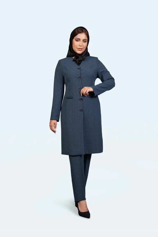 کت شلوار ۴ خونه ریز یقه خشتی پشت گنبدی - تصویر 7