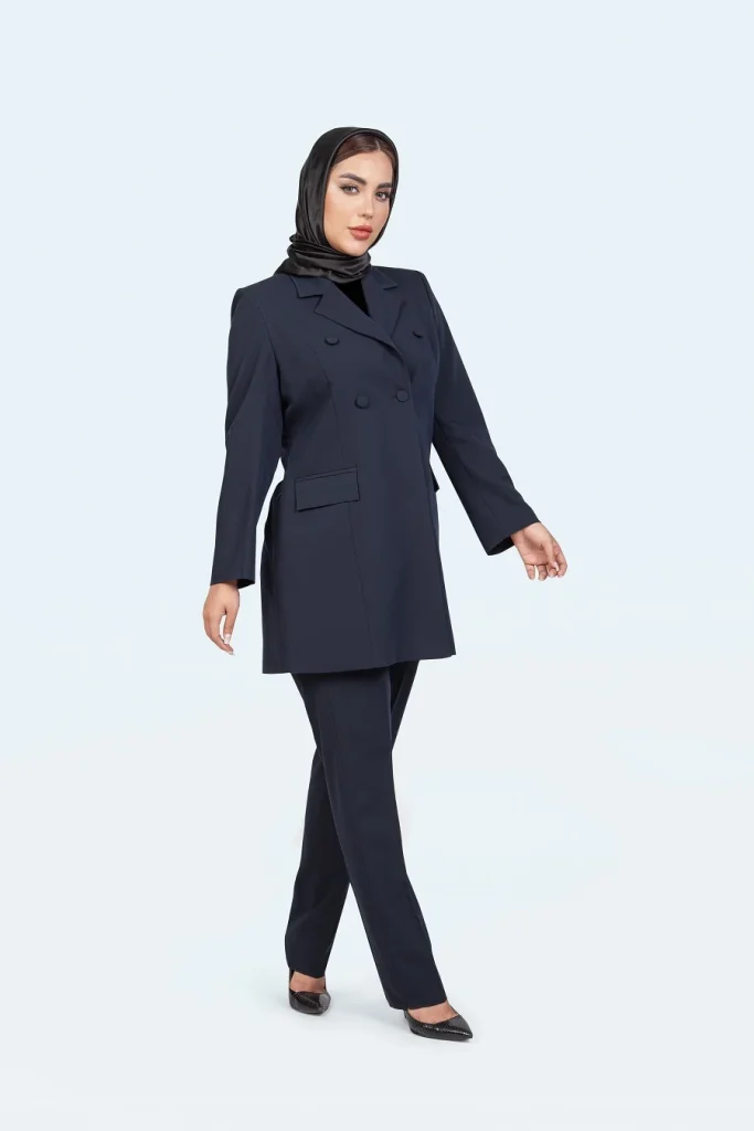 کت شلوار یقه انگلیسی ۴ دکمه - سرمه-ای, 38 رنگ سورمه ای