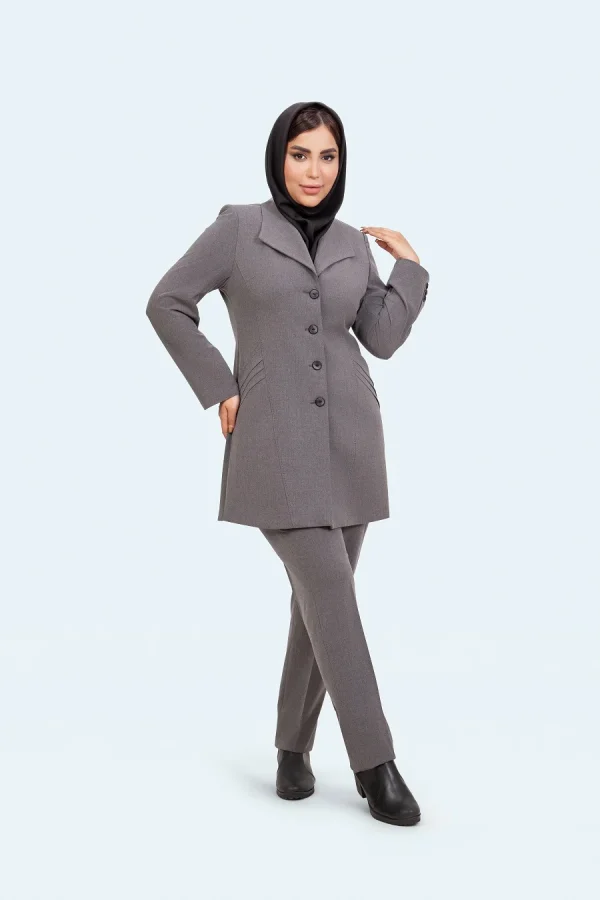 کت شلوار یقه آمریکایی جیب پیله - تصویر 7