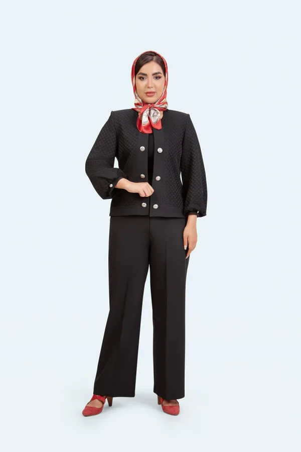 کت شلوار ژاکارد لوزی آستین پفکی - تصویر 4