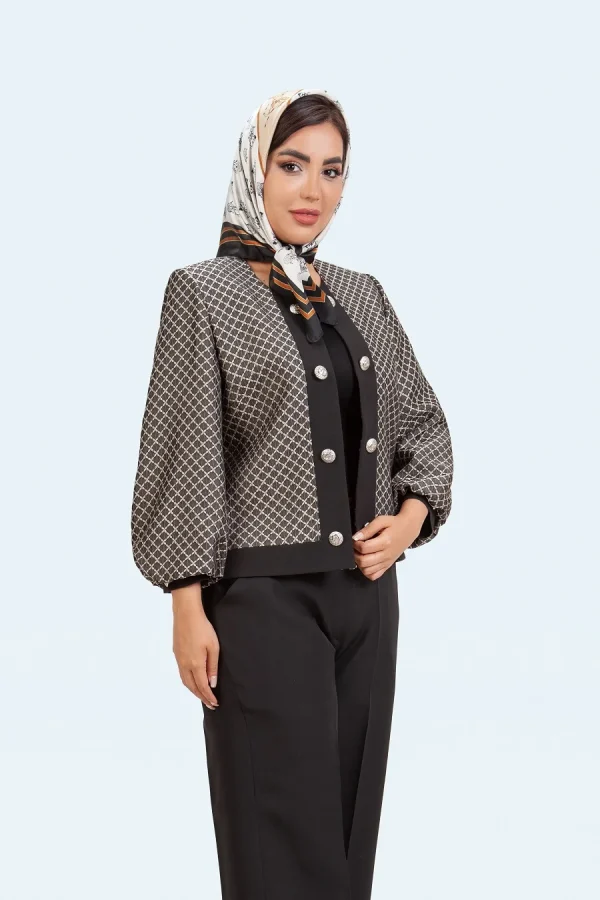 کت شلوار ژاکارد لوزی آستین پفکی - تصویر 10