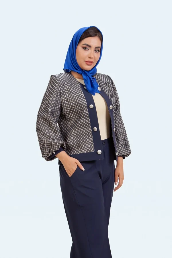 کت شلوار ژاکارد لوزی آستین پفکی - تصویر 6