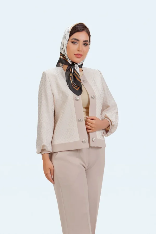 کت شلوار ژاکارد لوزی آستین پفکی - تصویر 8