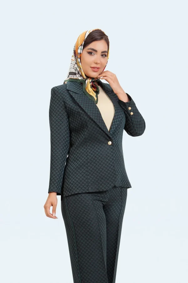 کت شلوار ژاکارد یقه انگلیسی تک دکمه مهسا - تصویر 4