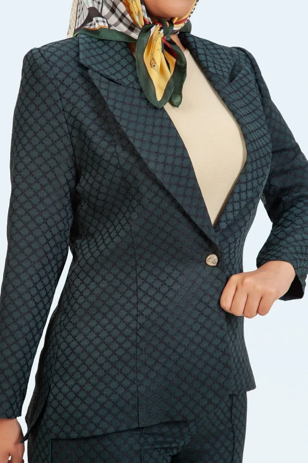 کت شلوار ژاکارد یقه انگلیسی تک دکمه مهسا - تصویر 6