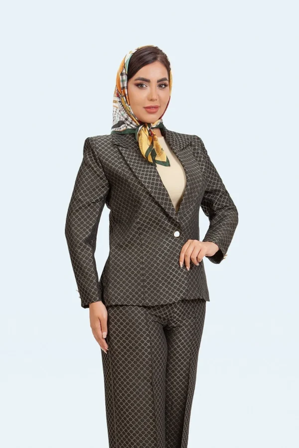 کت شلوار ژاکارد یقه انگلیسی تک دکمه مهسا - تصویر 2