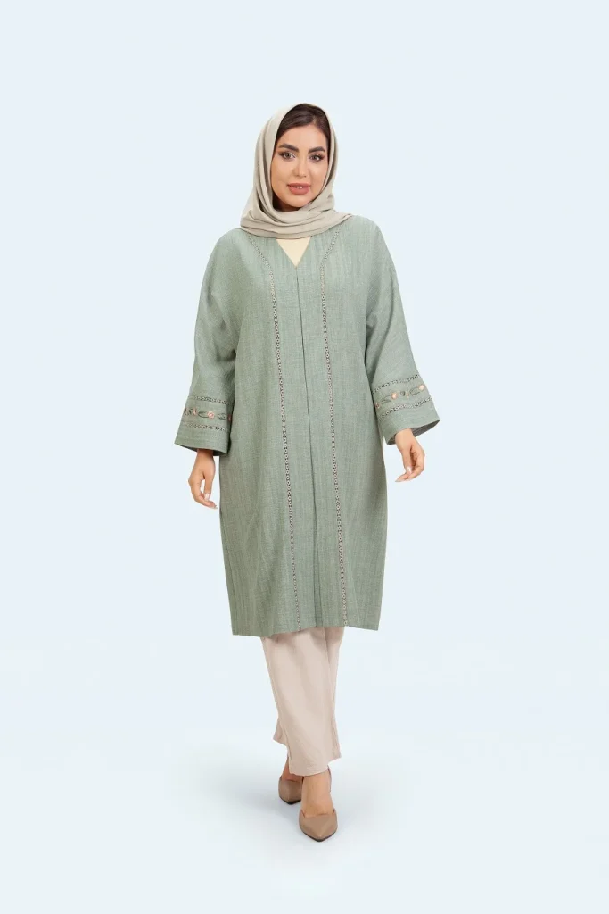 صوفیا راه درشت یقه هفت نوار عدسی رنگ سبز