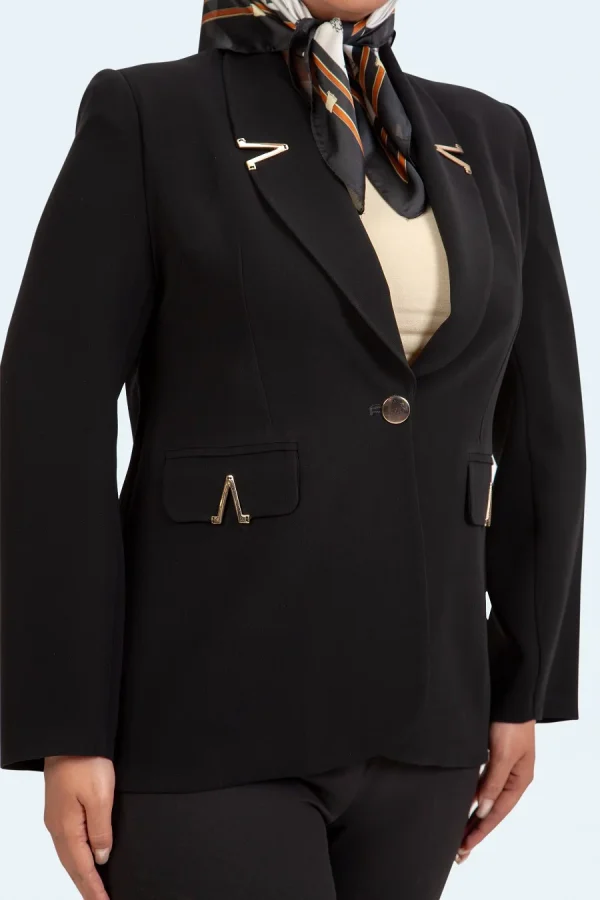 کت یقه آرشال تک دکمه یراق دار پریسا - تصویر 3