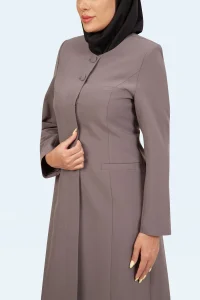 کت شلوار یقه گرد ۲ دکمه بانتو دوزی رنگ نسکافه ای