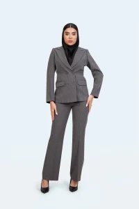 کت شلوار اداری لرزنا یق بلیزر پشت فیلتو - ذغالی, 38 رنگ ذغالی