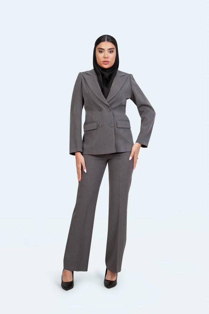 کت شلوار اداری لرزنا یق بلیزر پشت فیلتو - ذغالی, 38 رنگ ذغالی