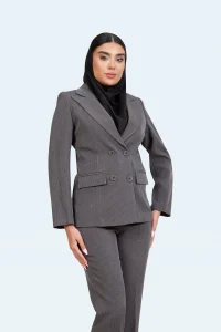 کت شلوار اداری لرزنا یق بلیزر پشت فیلتو - ذغالی, 38 رنگ ذغالی