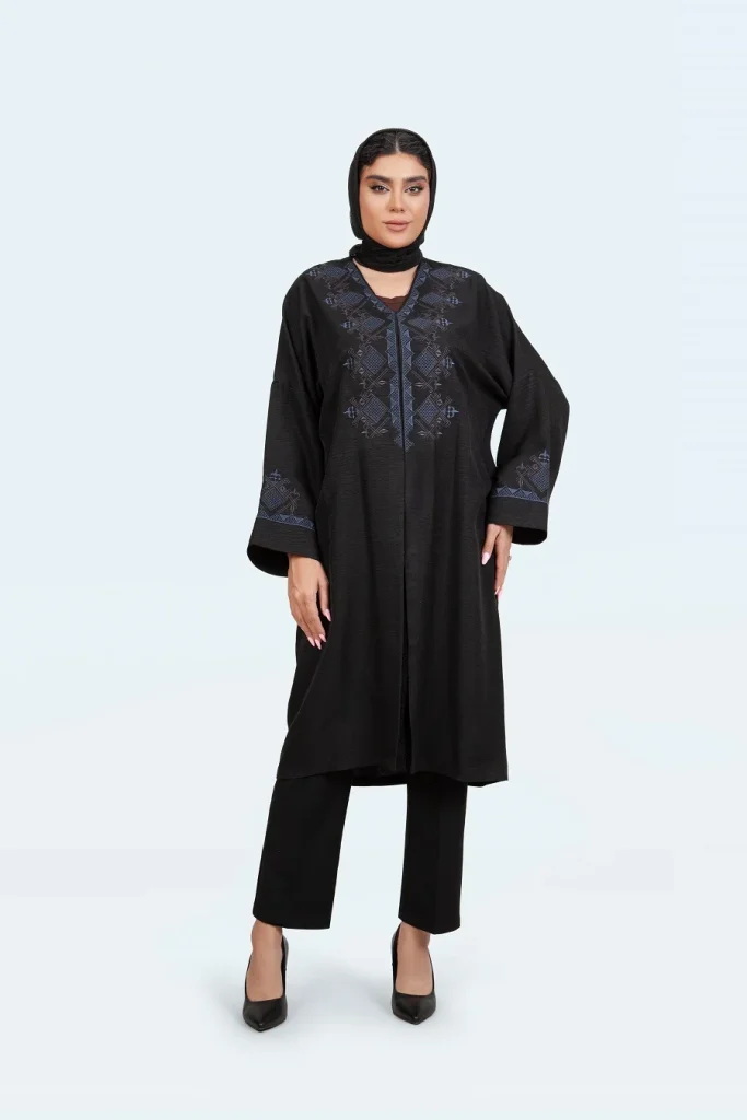 یقه هفت پیش آستین گلدوزی روزا - مشکی, 42 رنگ مشکی