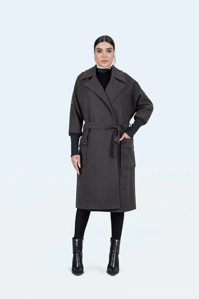 فوتر یقه انگلیسی مچ کش بافت روزیتا رنگ ذغالی