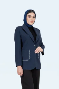 کت تک اداری یقه بلیزر تک دکمه - سرمه-ای, 40رنگ سورمه ای