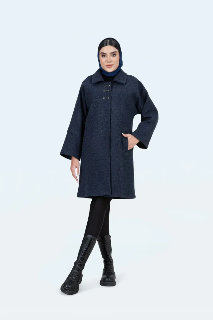 یقه شکاری دمسه دوزی روژین رنگ سورمه ای