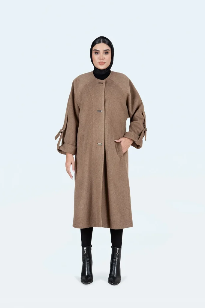 فوتر یقه گرد آستین رگلان شیما رنگ قهوه ای