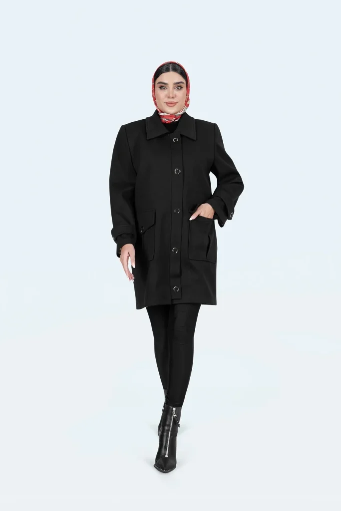 یقه شکاری جیب پاکتی ۴ یراق پانیز رنگ مشکی